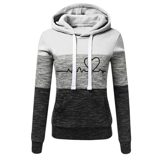 Hooded Pullover Casual Tops O-neck