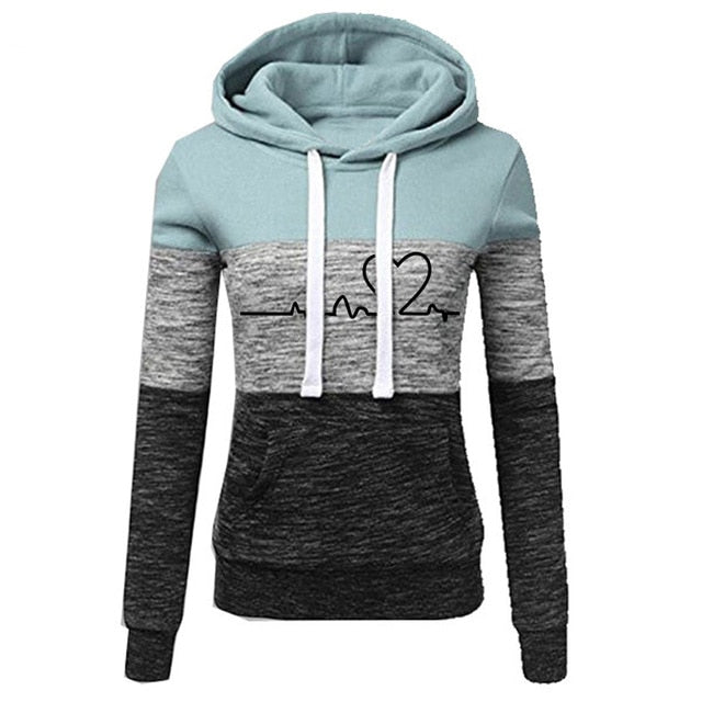 Hooded Pullover Casual Tops O-neck