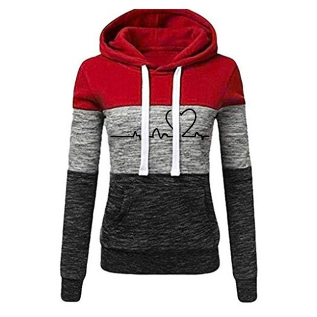 Hooded Pullover Casual Tops O-neck