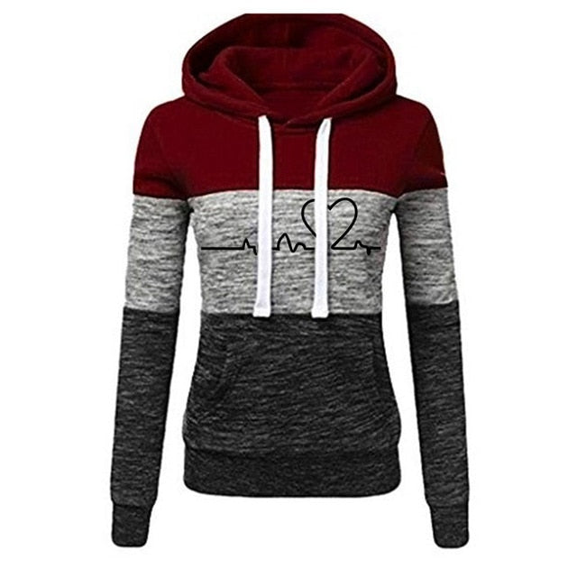 Hooded Pullover Casual Tops O-neck