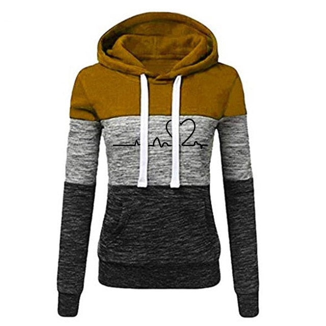 Hooded Pullover Casual Tops O-neck