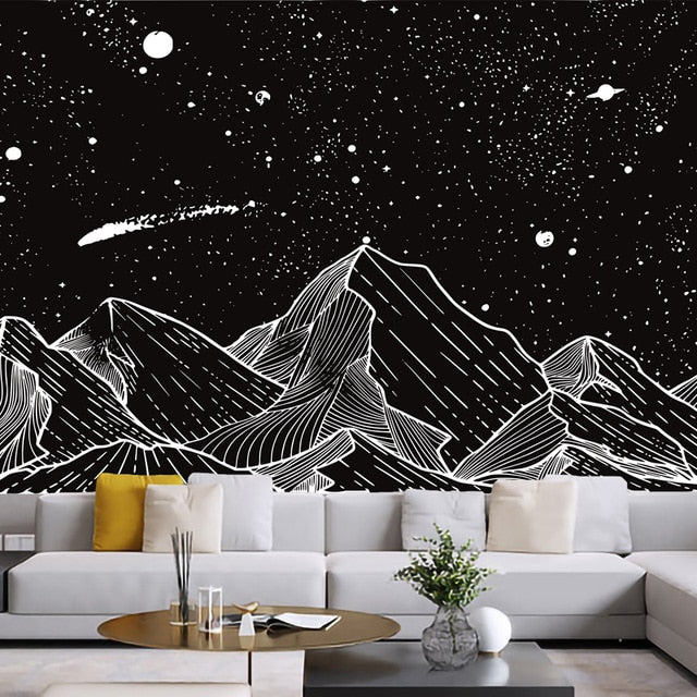 Line Mountain Moon Star Tapestry