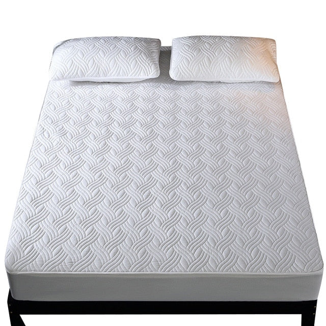 Sleek Quilted Jacquard Design Decorative Mattress Cover & Pillowcase Set