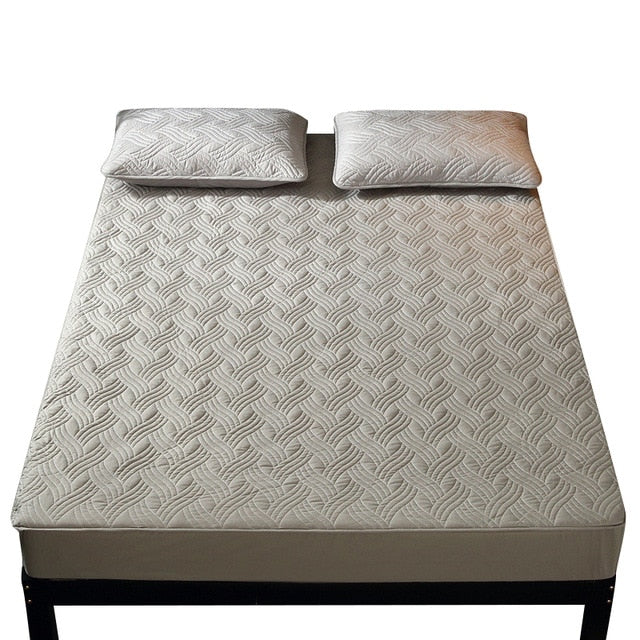 Sleek Quilted Jacquard Design Decorative Mattress Cover & Pillowcase Set