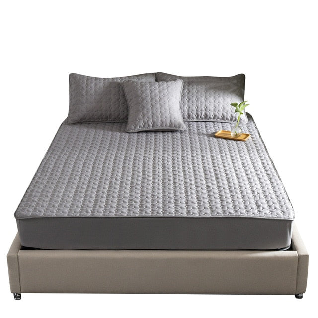 Sleek Quilted Jacquard Design Decorative Mattress Cover & Pillowcase Set