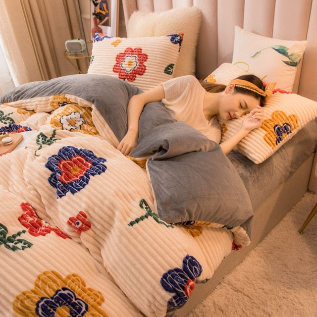 Solid Color Quilt Cover For Bedroom Coral Velvet