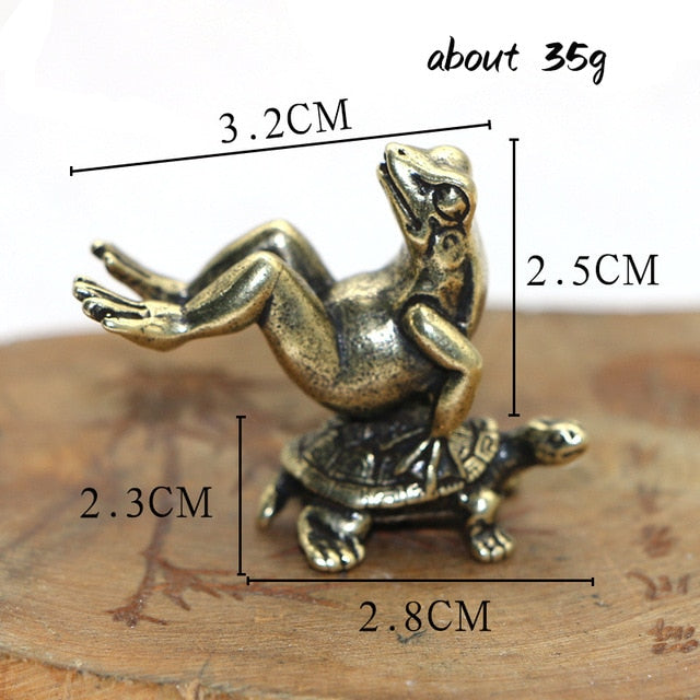 Retro Brass Zen Buddhism Frog Statue