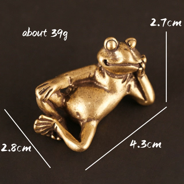 Retro Brass Zen Buddhism Frog Statue