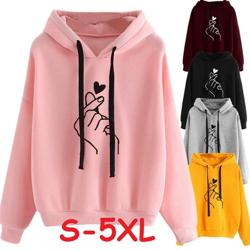 Women Hoodies Casual Kpop Finger