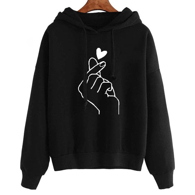 Women Hoodies Casual Kpop Finger