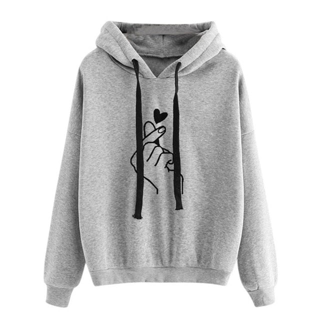 Women Hoodies Casual Kpop Finger