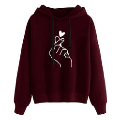 Women Hoodies Casual Kpop Finger