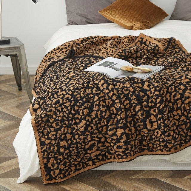 Leopard Print Knitted Blanket