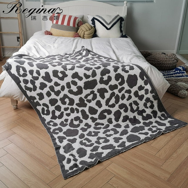 Leopard Print Knitted Blanket