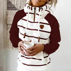 Women Stripe Hoodies Sweatshirt