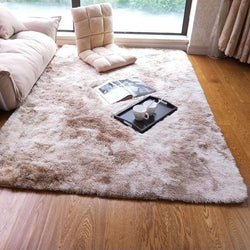 Silky Soft Tie-dye Gradient Faux Fur Area Rug