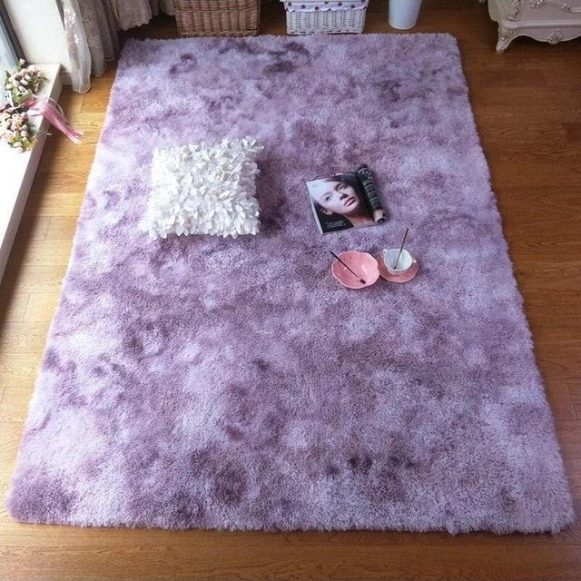 Silky Soft Tie-dye Gradient Faux Fur Area Rug